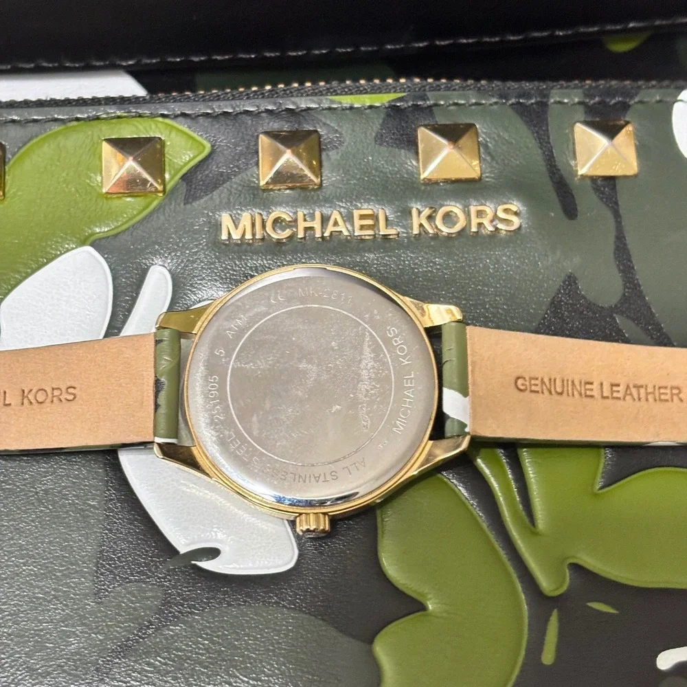 Michael Kors Whitney Tote Wallet Watch Set Womens NS Black Multi 3pc Butterfly